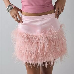 LoveShackFancy Vivette Mini Satin Feathered Skirt